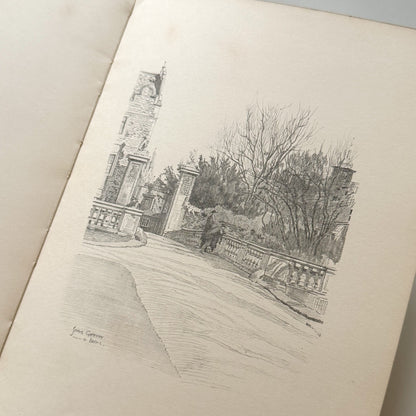 Illustration of a park scene on a book page