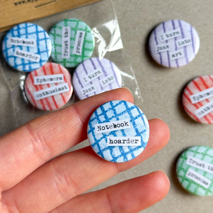 Journal Lover Button Badges