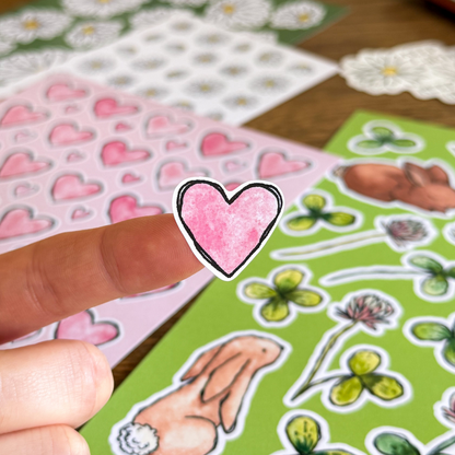 Pale Pink Hearts A5 Sticker Sheet