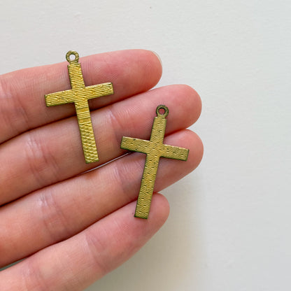 Vintage Brass Patterned Cross