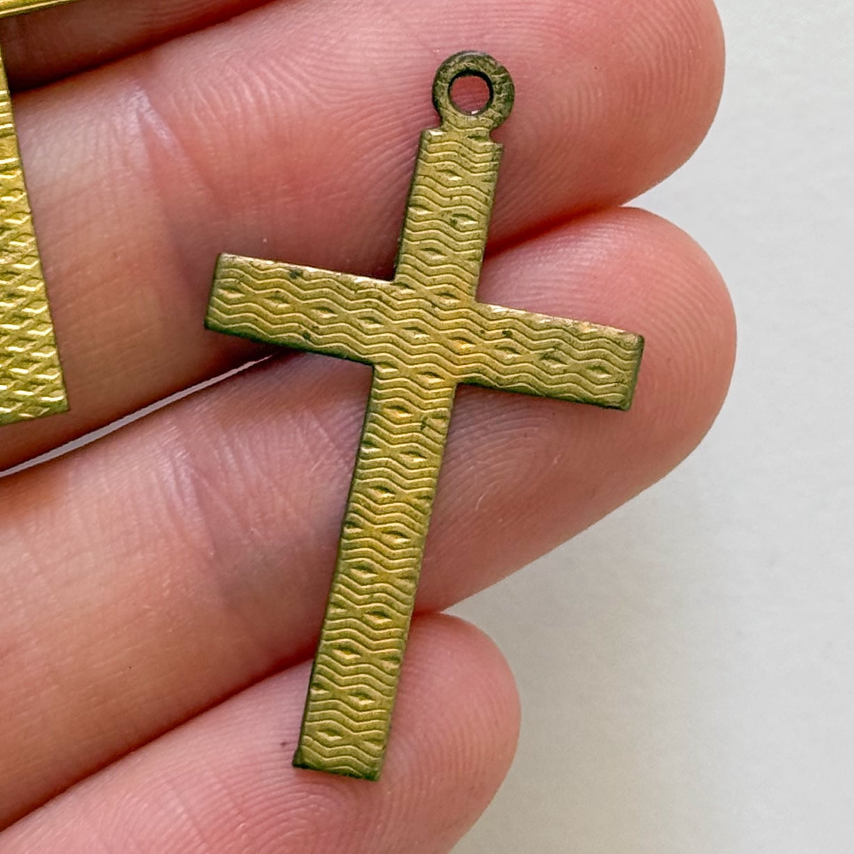 Vintage Brass Patterned Cross