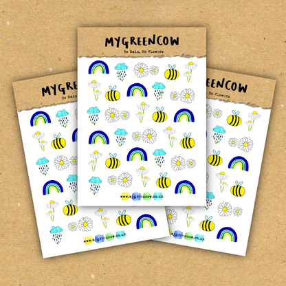 No Rain, No Flowers A6 Sticker Sheet