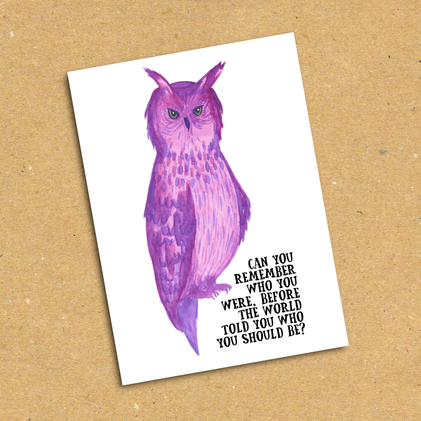 Purple Owl "Can You Remember?" Postcard x5 Pack