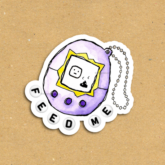 'Feed Me' Lilac Virtual Pet Vinyl Sticker