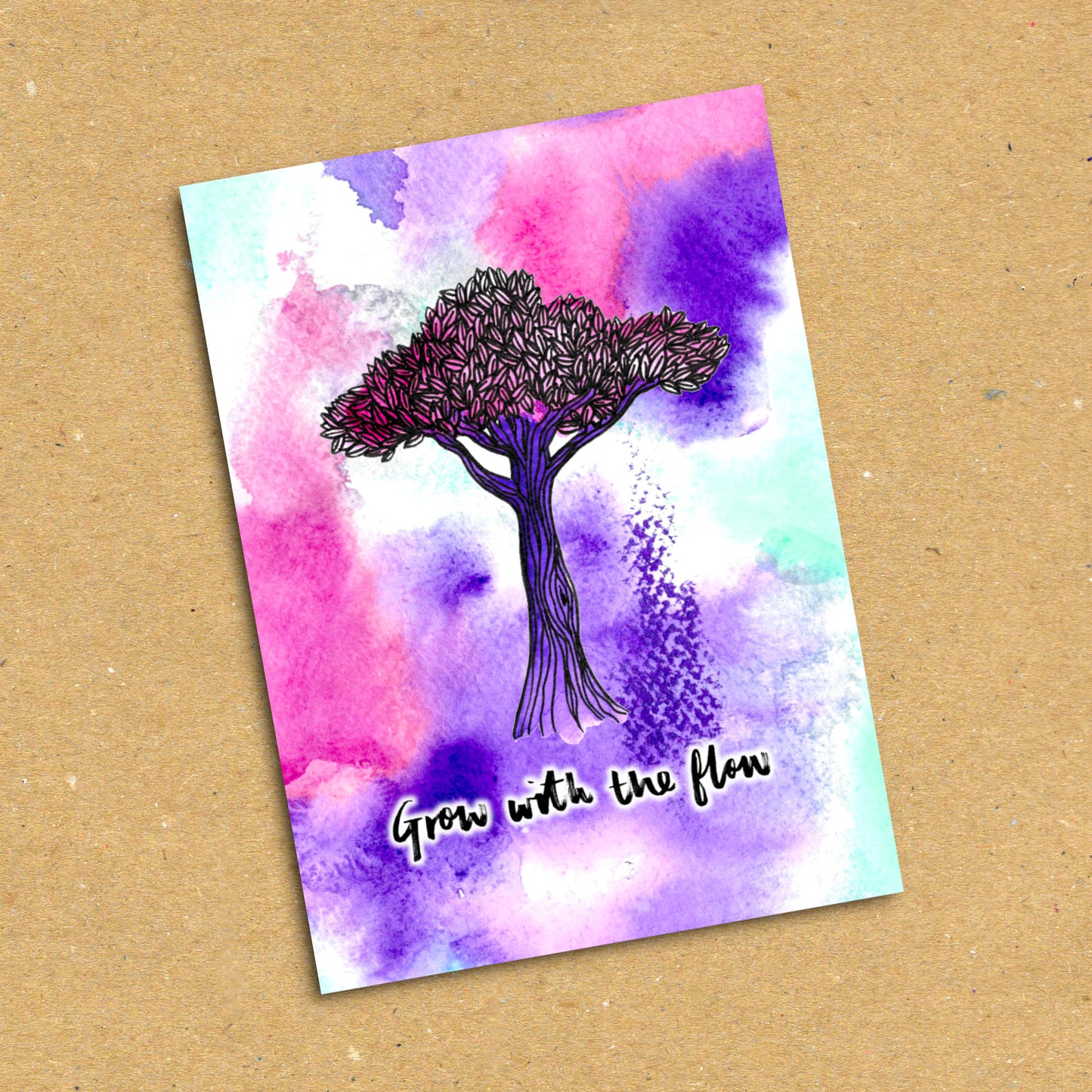 Purple Tree "Grow With The Flow" Postcard x5 Pack