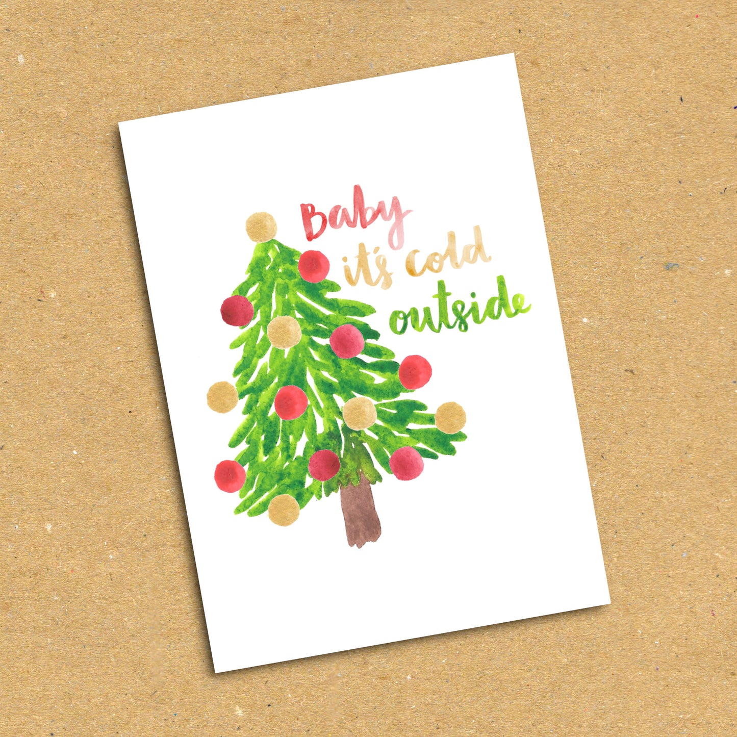 Christmas Tree "Baby It's Cold Outside" Postcard x5 Pack
