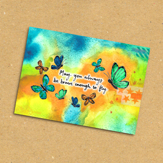 Butterflies "Brave Enough To Fly" Postcard x5 Pack