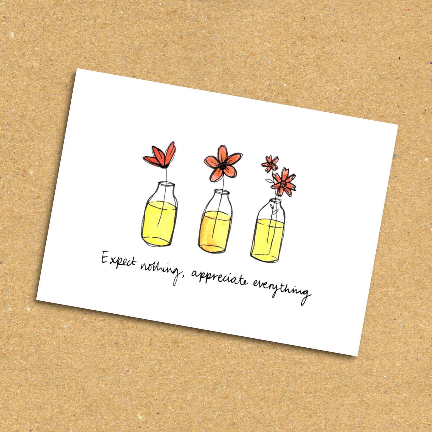 Flower Bottles "Appreciate Everything" Postcard x5 Pack