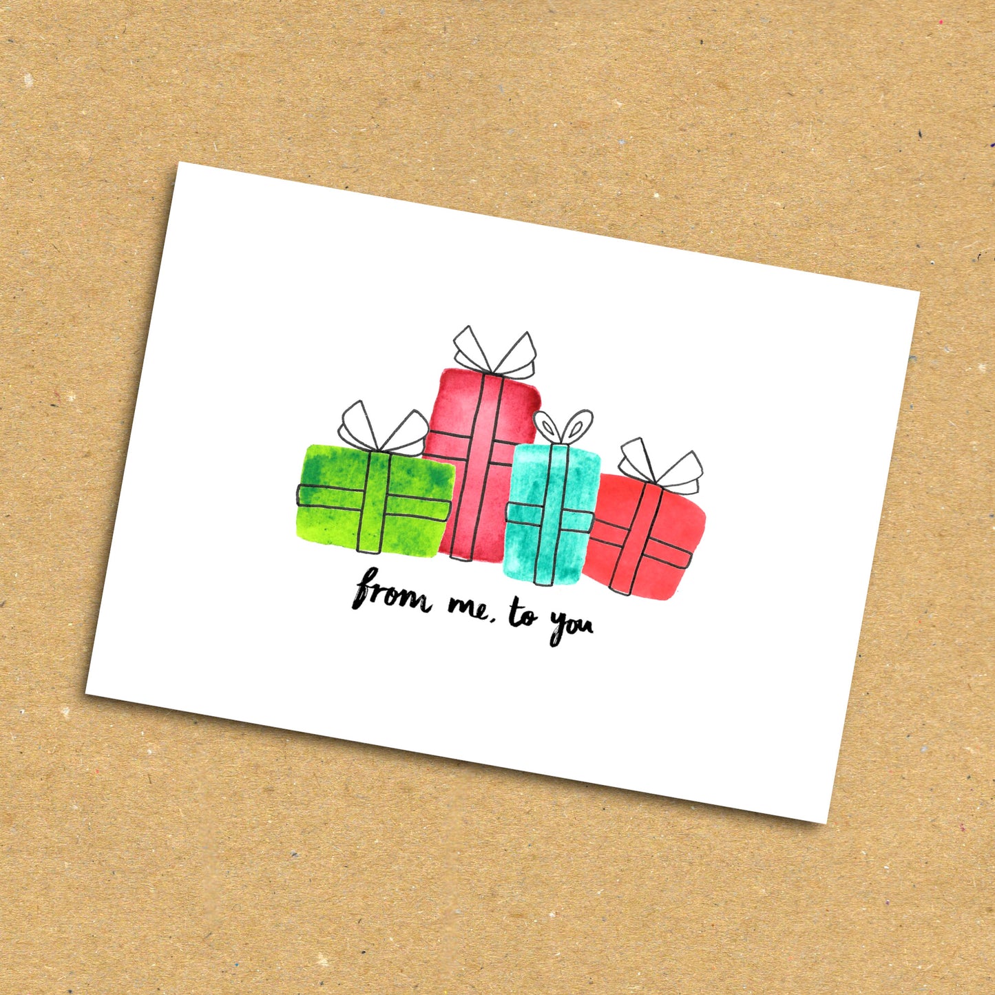 Christmas Gifts "From Me, To You" Postcard x5 Pack