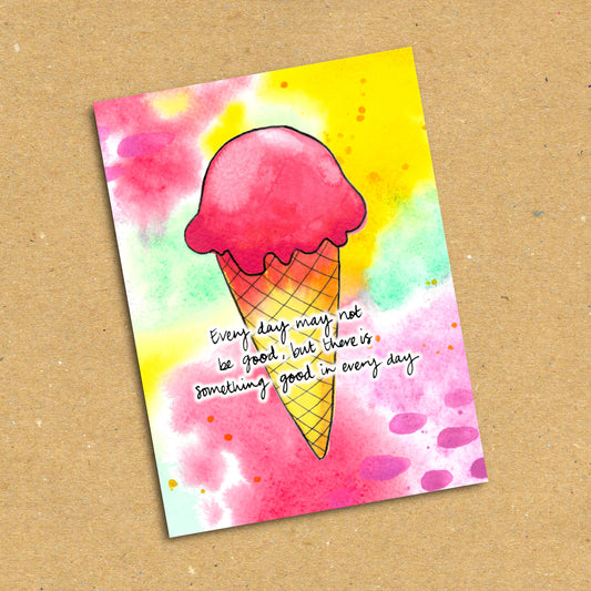 Ice Cream "Something Good In Every Day" Postcard x5 Pack