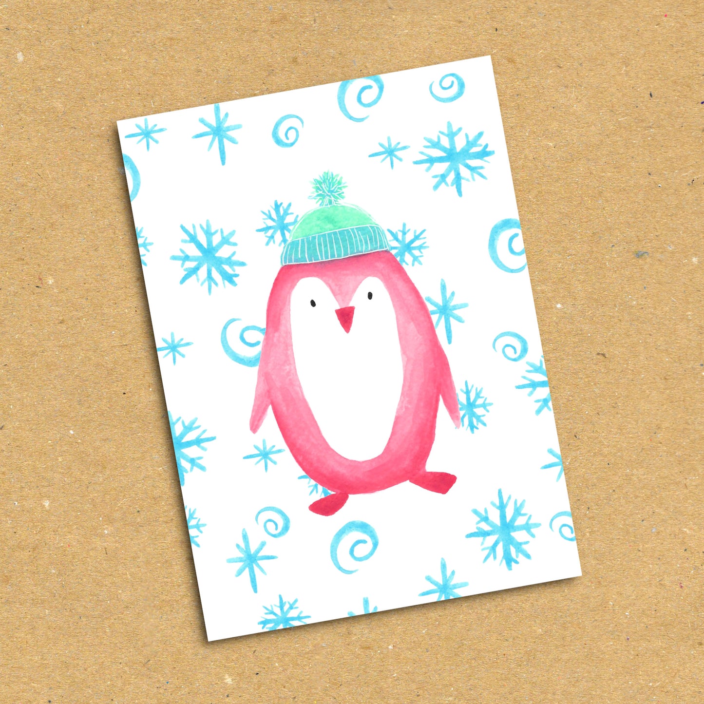 Pink Penguin Postcard x5 Pack