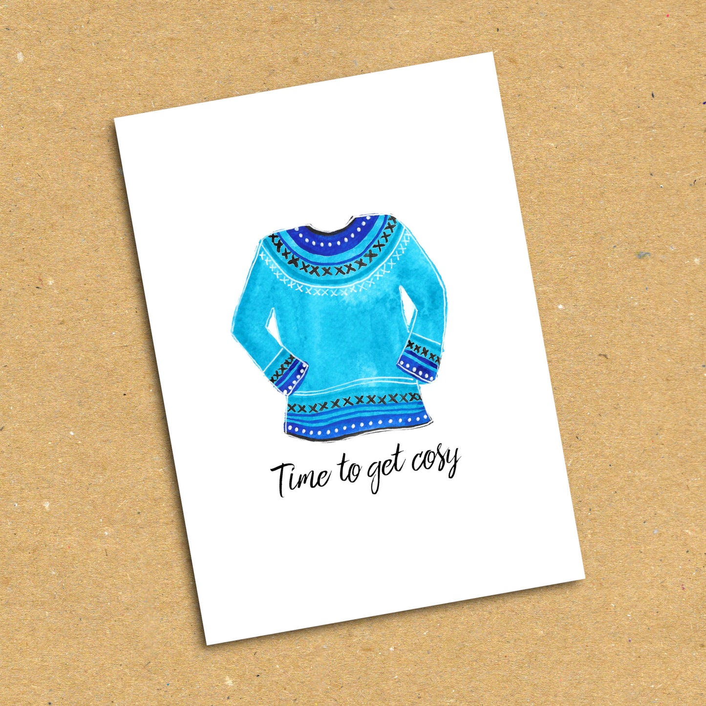 Blue Sweater "Time To Get Cosy" Postcard x5 Pack