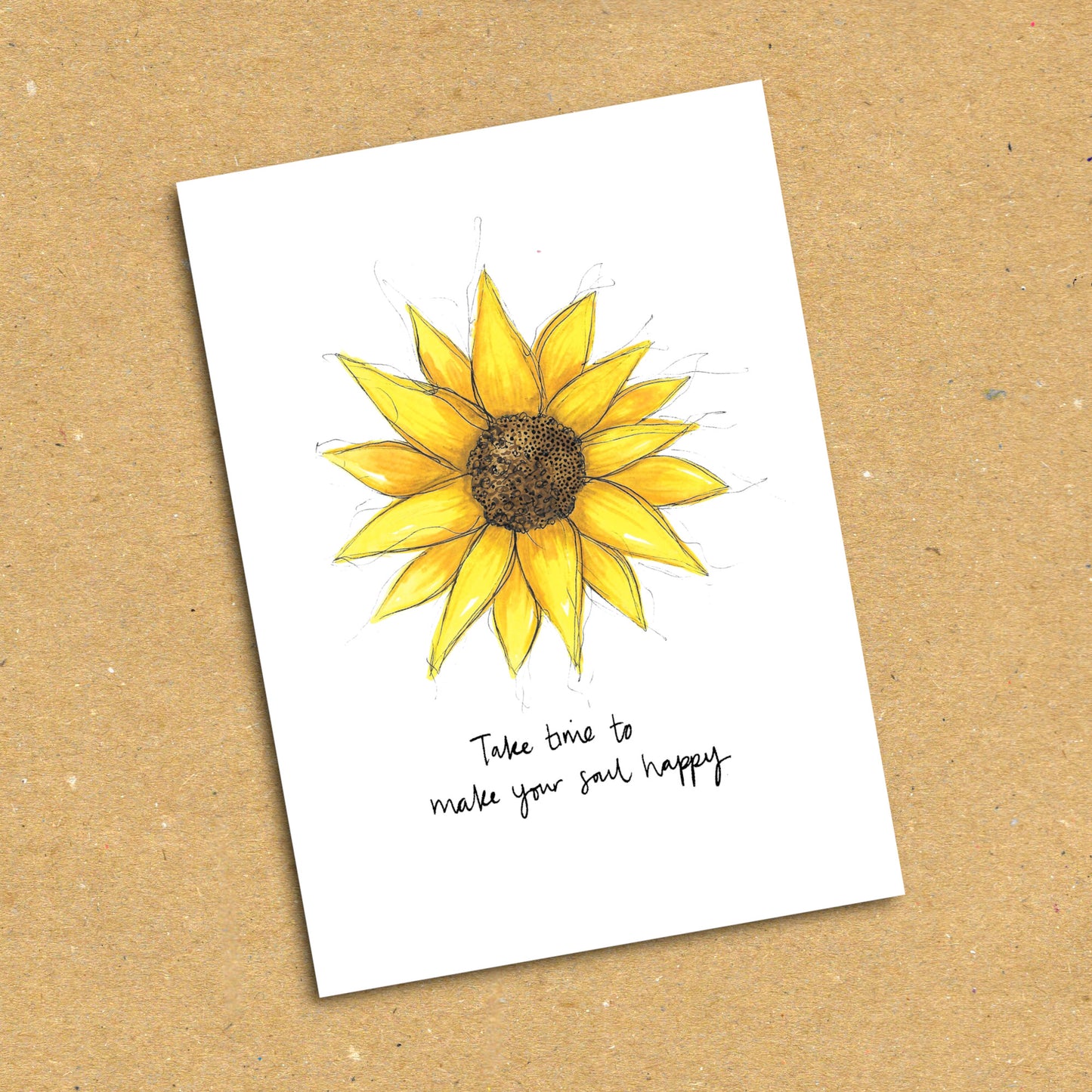 Sunflower "Make Your Soul Happy" Postcard x5 Pack